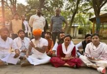 वीरेंद्र तोमर के समर्थन में राजपूत करणी सेना का धरना