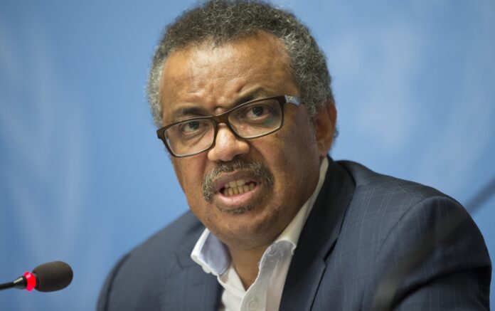 GENEVA, Aug. 14, 2018 (Xinhua) -- Director-General of the World Health Organization Tedros Adhanom Ghebreyesus attends a press conference in Geneva, Switzerland, Aug. 14, 2018. Tedros Adhanom Ghebreyesus said Tuesday that he's even more worried about the latest Ebola outbreak in the Democratic Republic of Congo (DR Congo) after his recent visit to the country, mainly because of the intense security challenge in the virus-hit areas. (Xinhua/Xu Jinquan/IANS)