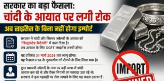 सरकार का बड़ा फैसला: चांदी के आयात पर लगी रोक, अब लाइसेंस के बिना नहीं होगा इम्पोर्ट