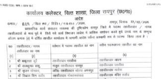रायपुर में तहसीलदार और नायब तहसीलदारों का तबादला, कलेक्टर ने जारी किए आदेश