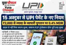 15 अक्टूबर से UPI पेमेंट के नए नियम, ₹2,000 से ज्यादा के व्यापारी भुगतान पर 0.4% MDR